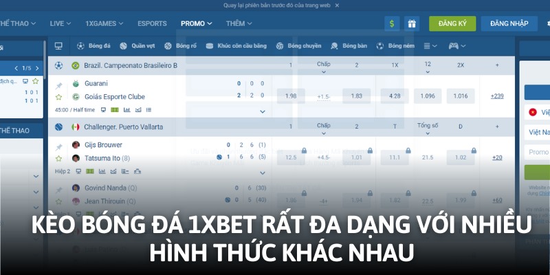 Kèo bóng đá 1xbet là những tỷ lệ cược mang đến cho người chơi cơ hội đổi đời. Fan hâm mộ sẽ vừa được theo dõi những trận đấu và đầu tư để tối ưu lợi nhuận.